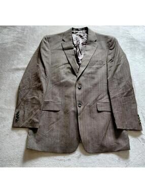 Jos A Bank Reserve Mens Blazer Silk Wool Sport Coat Jacket Size 42R Brown Tweed